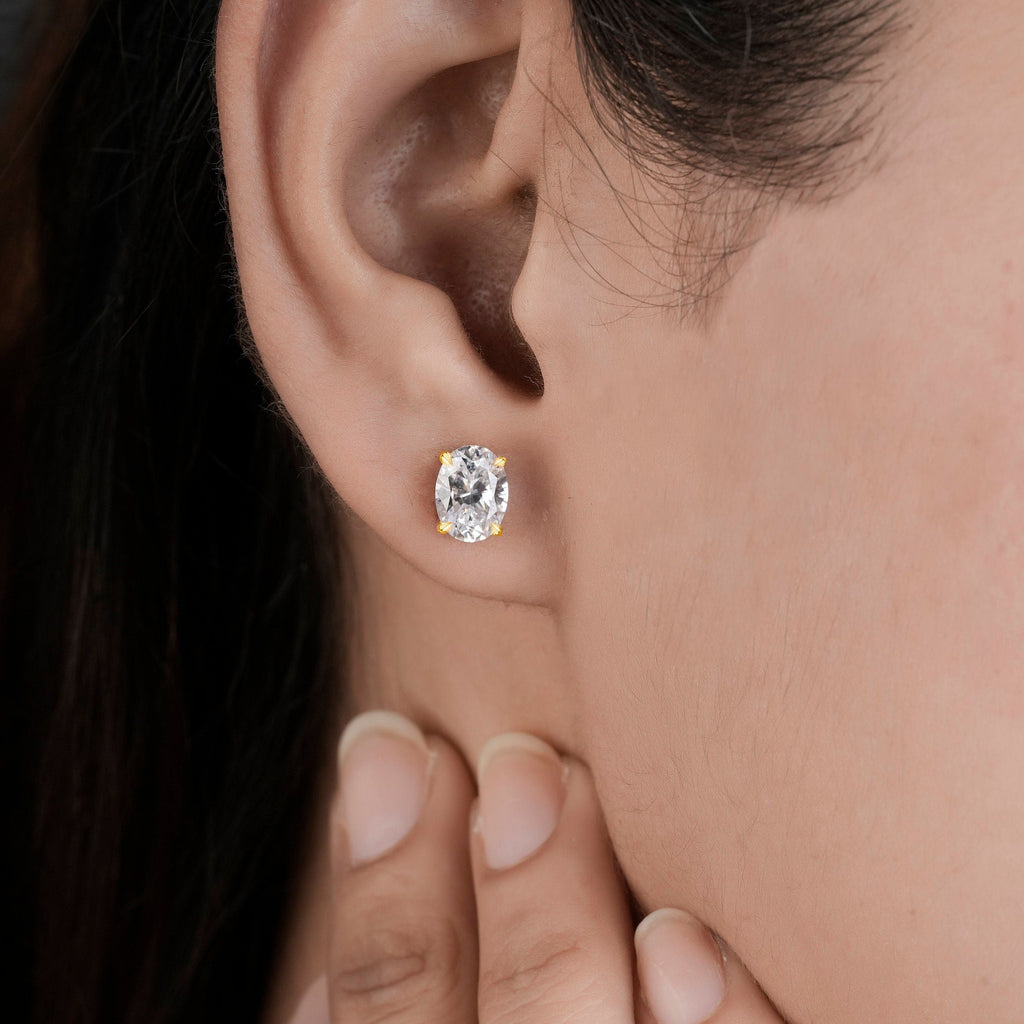 Oval Solitaire Stud Earrings