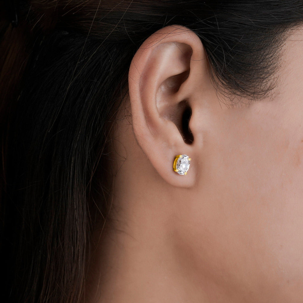 Oval Solitaire Stud Earrings