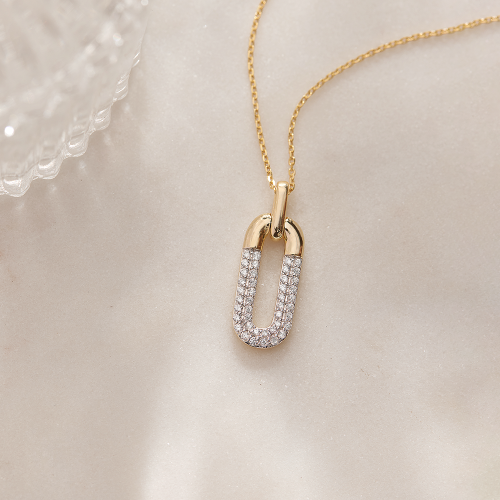 Paperclip Drop Diamond Necklace
