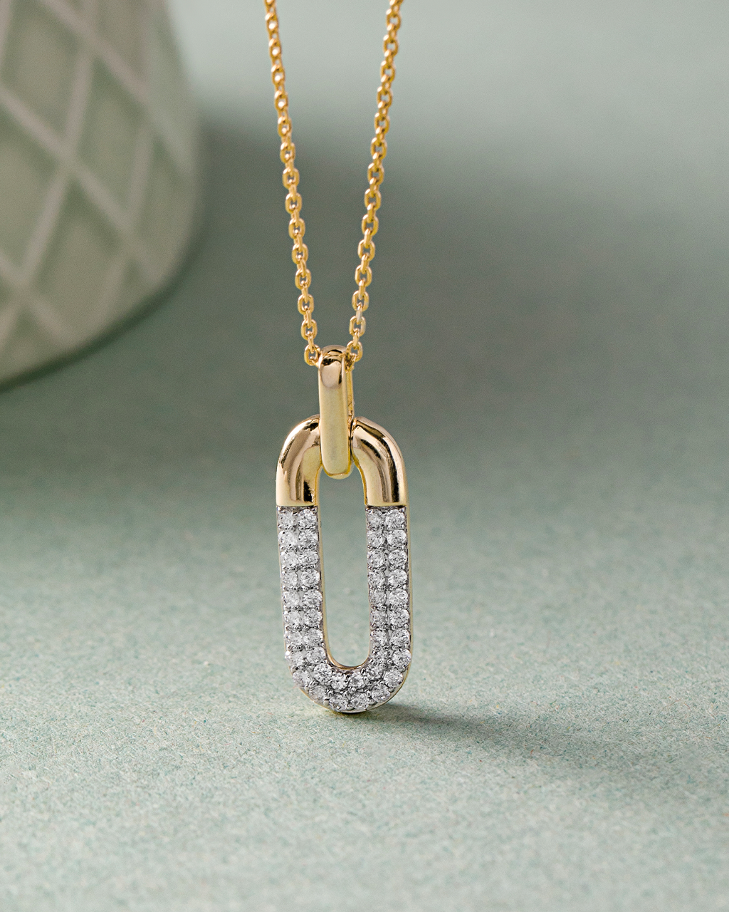 Paperclip Drop Diamond Necklace
