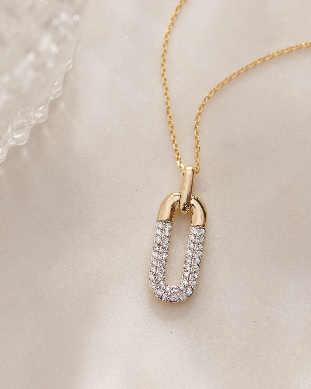 Paperclip Drop Diamond Necklace