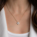 Pavé Set Pear Four Leaf Clover Necklace