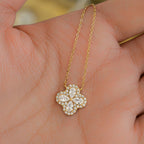 Pavé Set Pear Four Leaf Clover Necklace