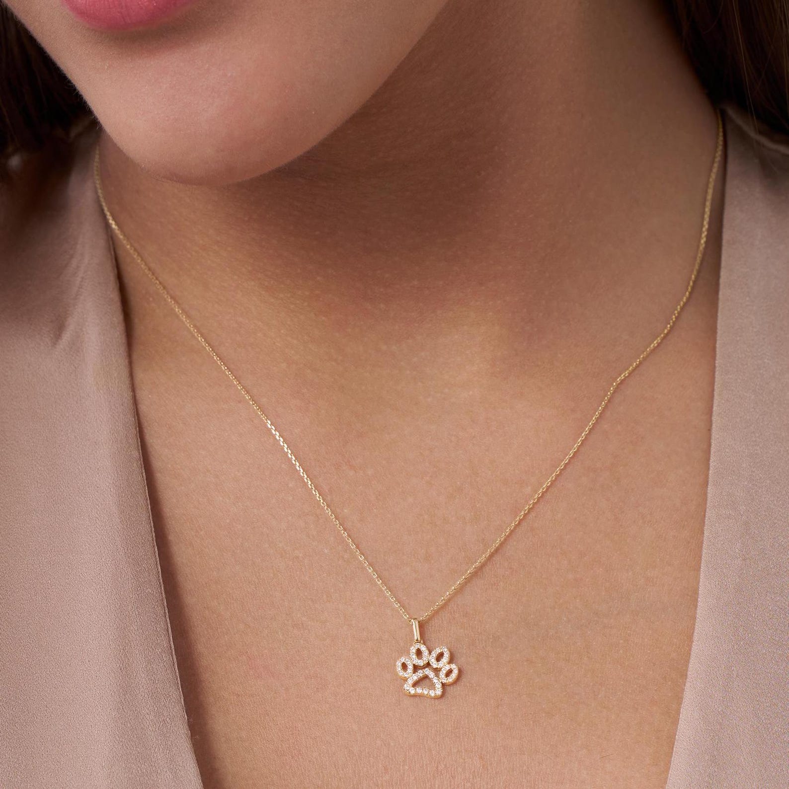 Paw Print Diamond Necklace