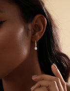 Pear Diamond Drop Hoops