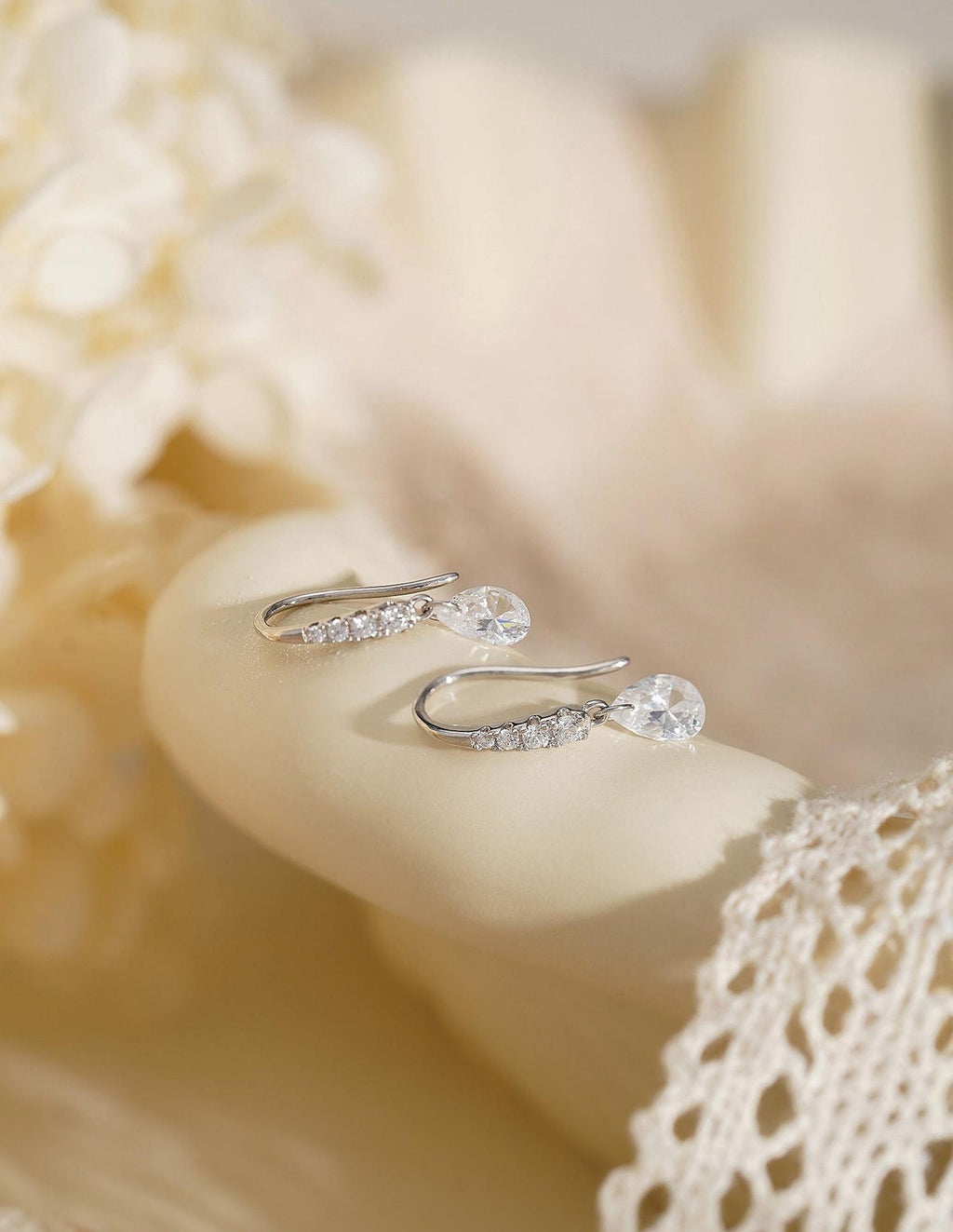 Pear Diamond Drop Hoops