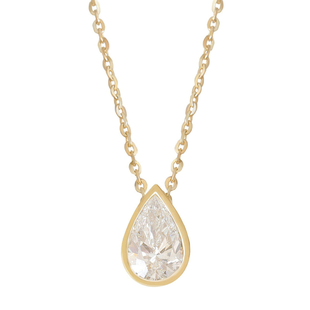 Pear Classic Bezel Solitaire Necklace