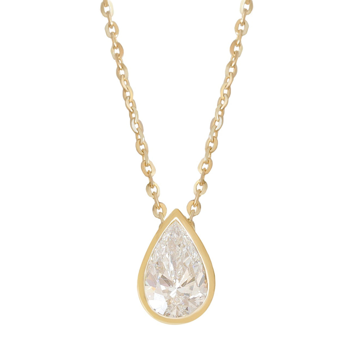 Pear Classic Bezel Solitaire Necklace