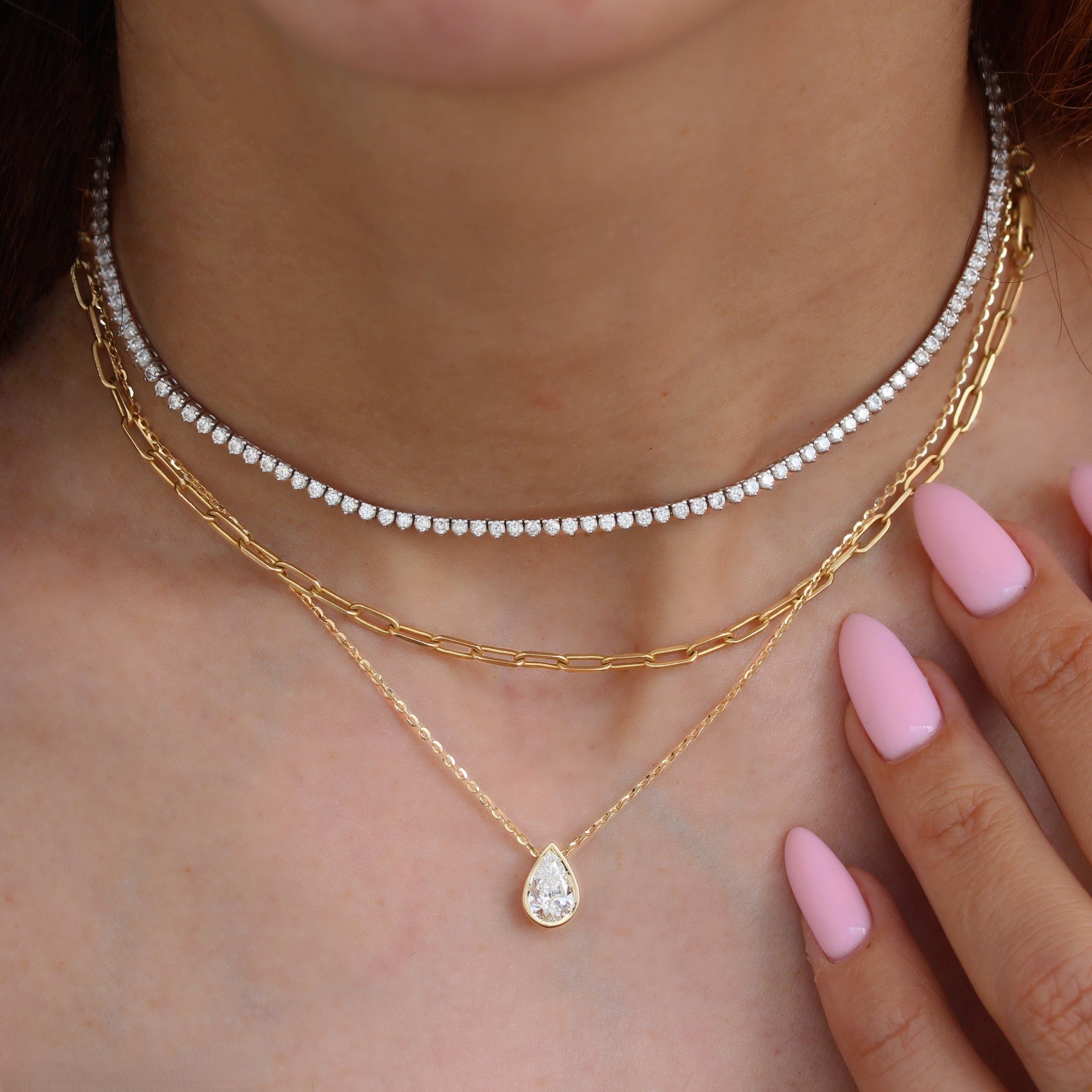 Pear Classic Bezel Solitaire Necklace