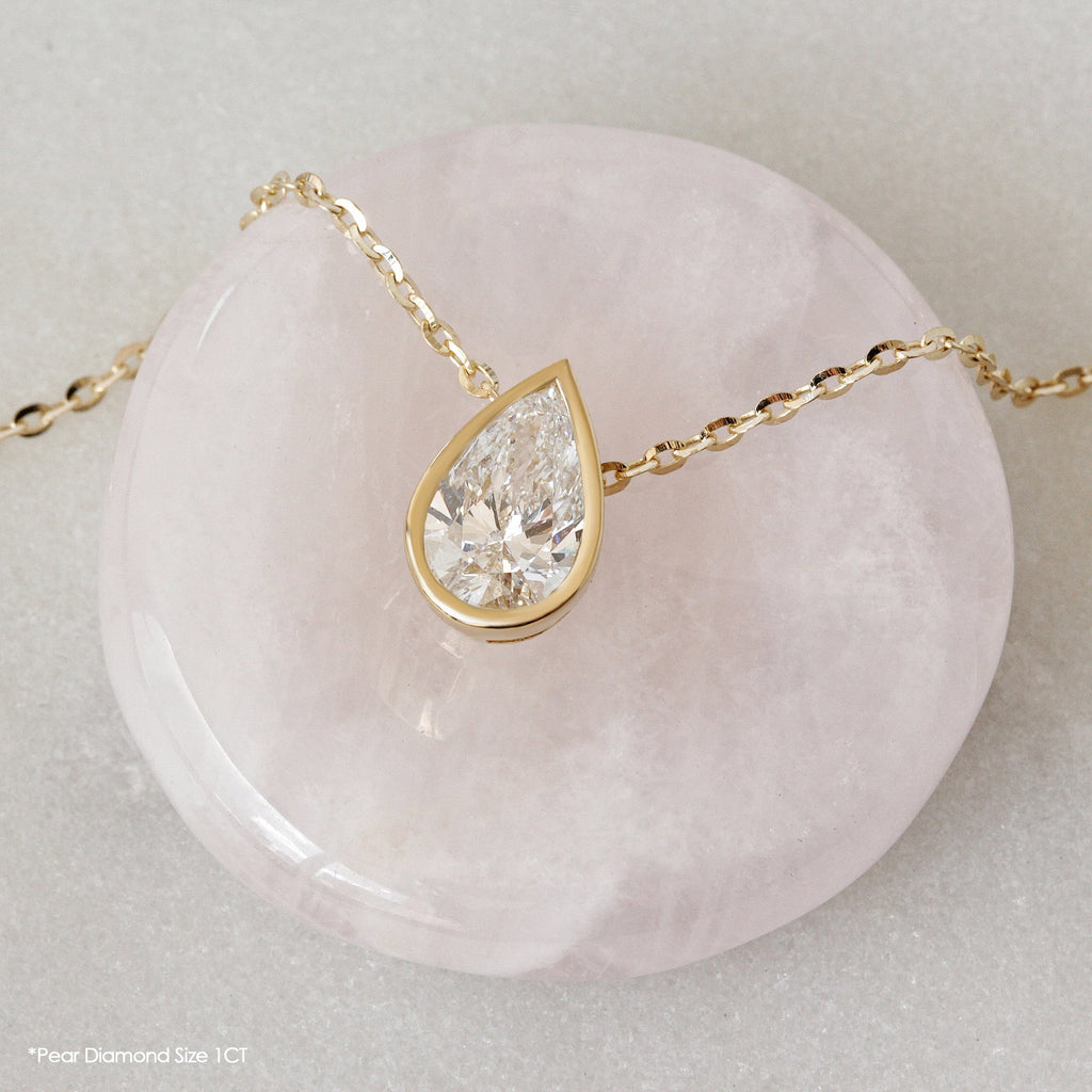 Pear Classic Bezel Solitaire Necklace
