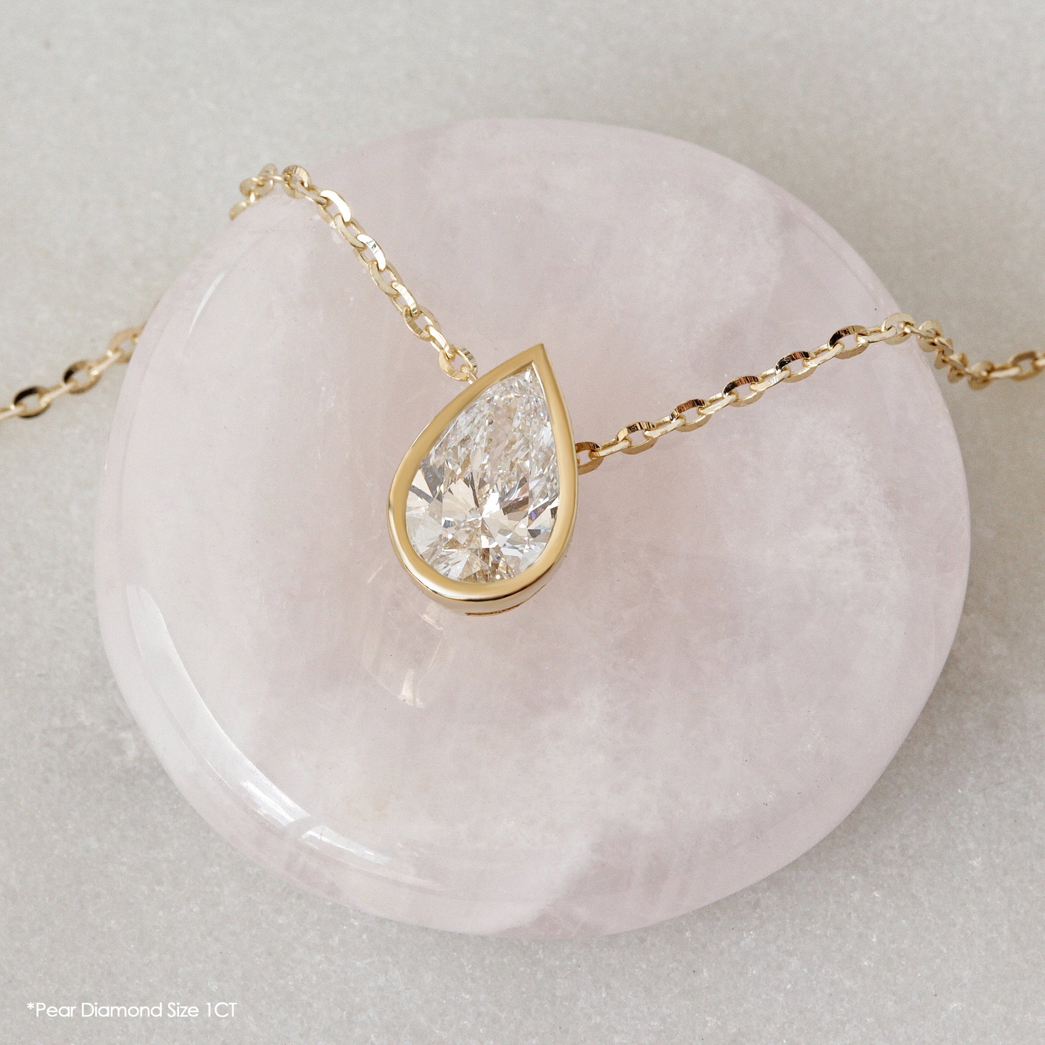 Pear Classic Bezel Solitaire Necklace