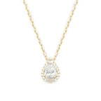 Pear Diamond Halo Pendant Necklace