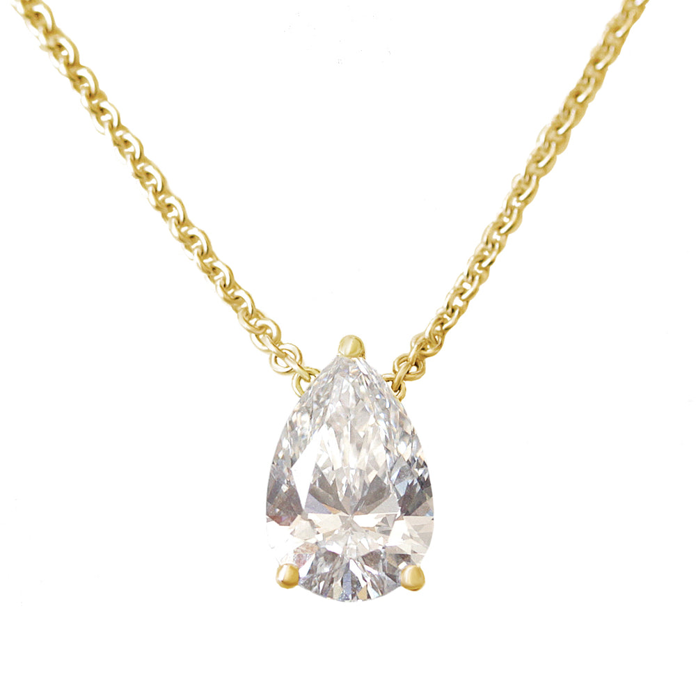 Pear Prong Setting Solitaire Necklace