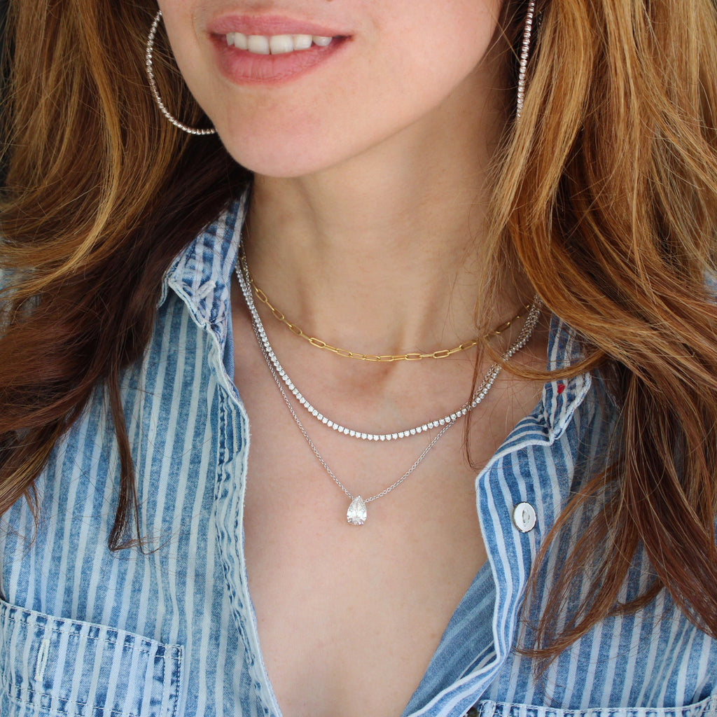 Pear Prong Setting Solitaire Necklace