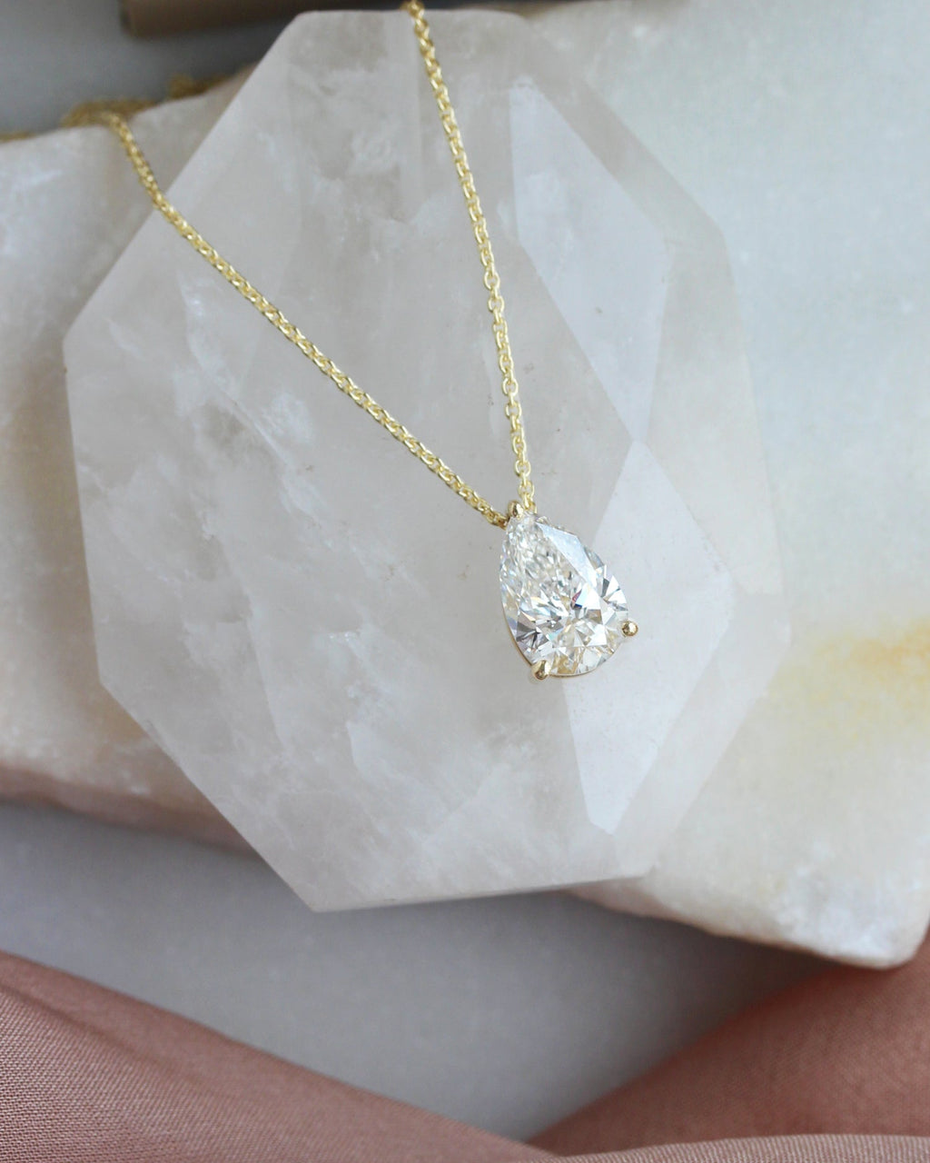 Pear Prong Setting Solitaire Necklace