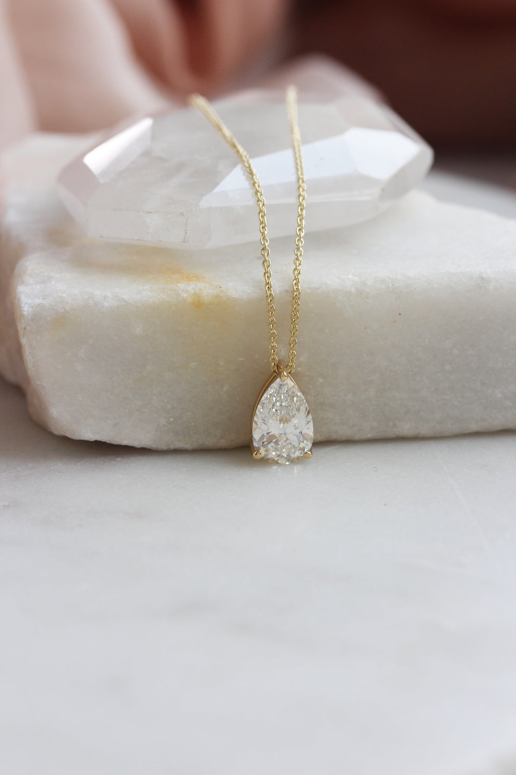 Pear Prong Setting Solitaire Necklace