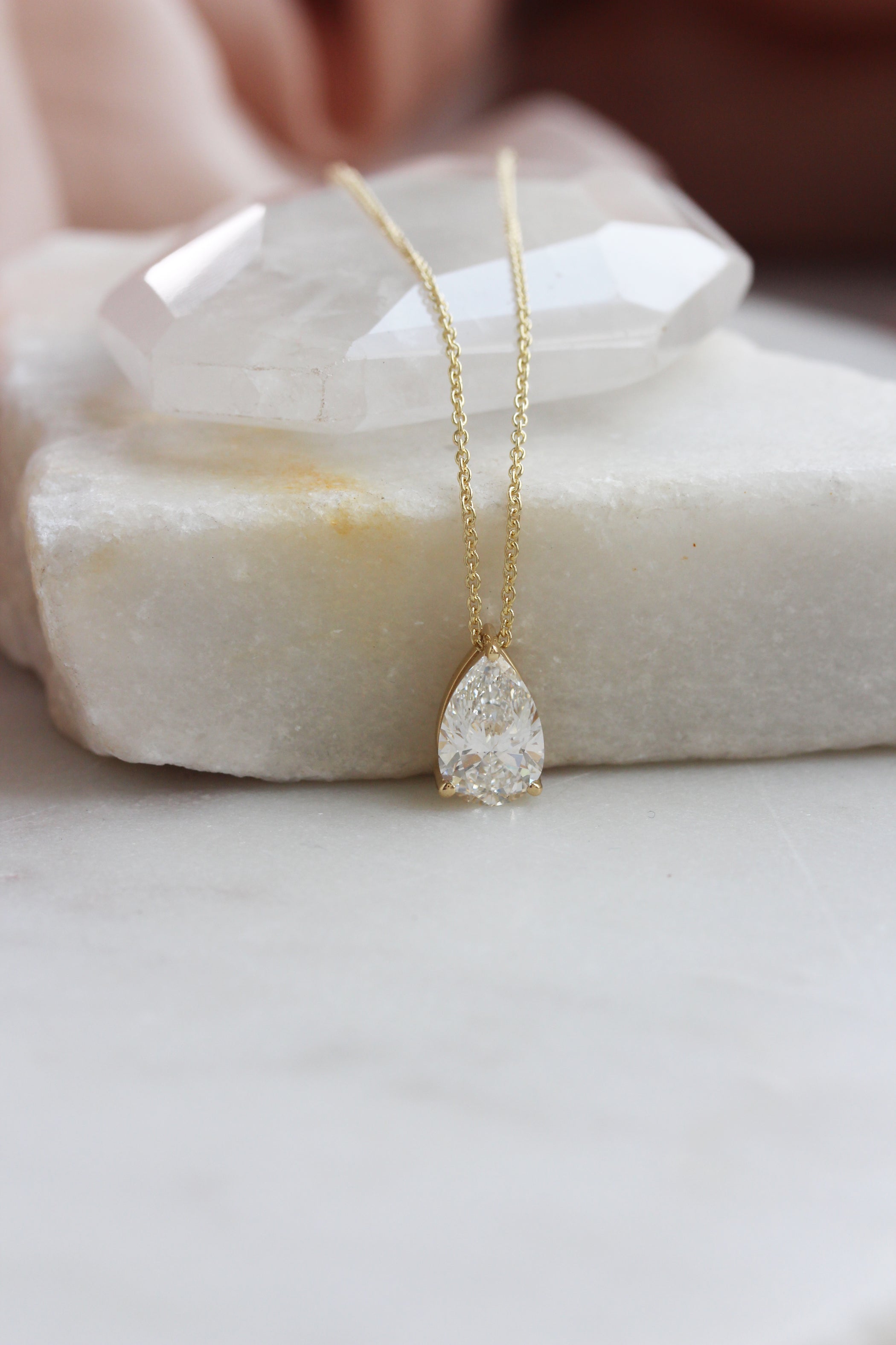 Pear Prong Setting Solitaire Necklace