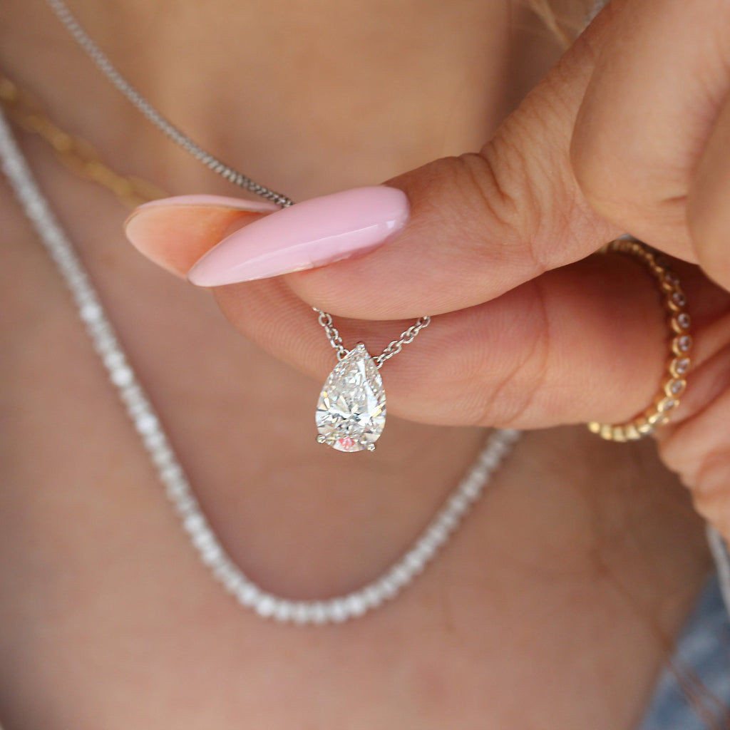 Pear Prong Setting Solitaire Necklace