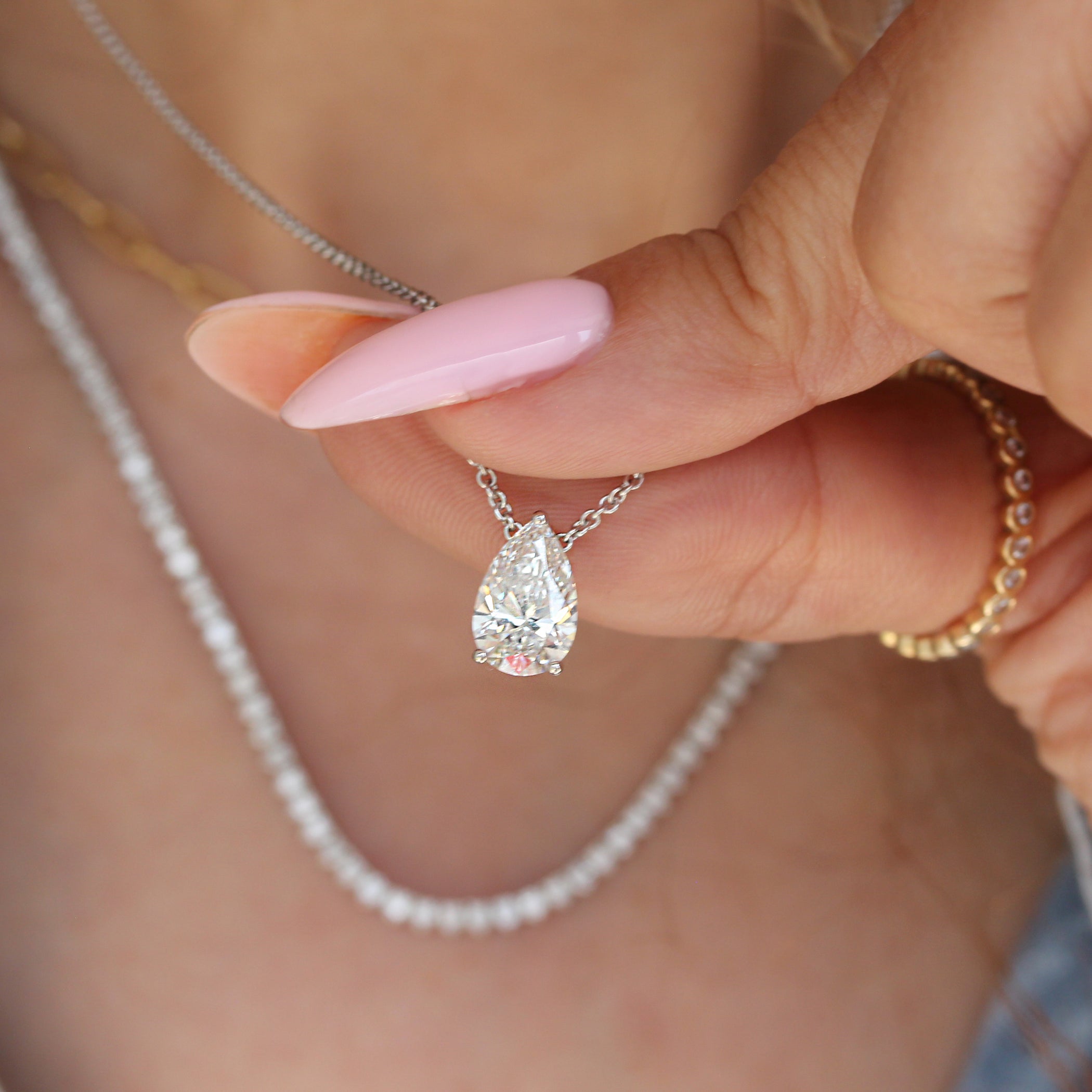 Pear Prong Setting Solitaire Necklace