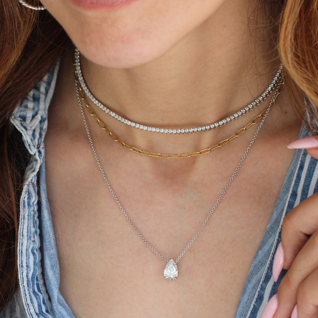 Pear Prong Setting Solitaire Necklace