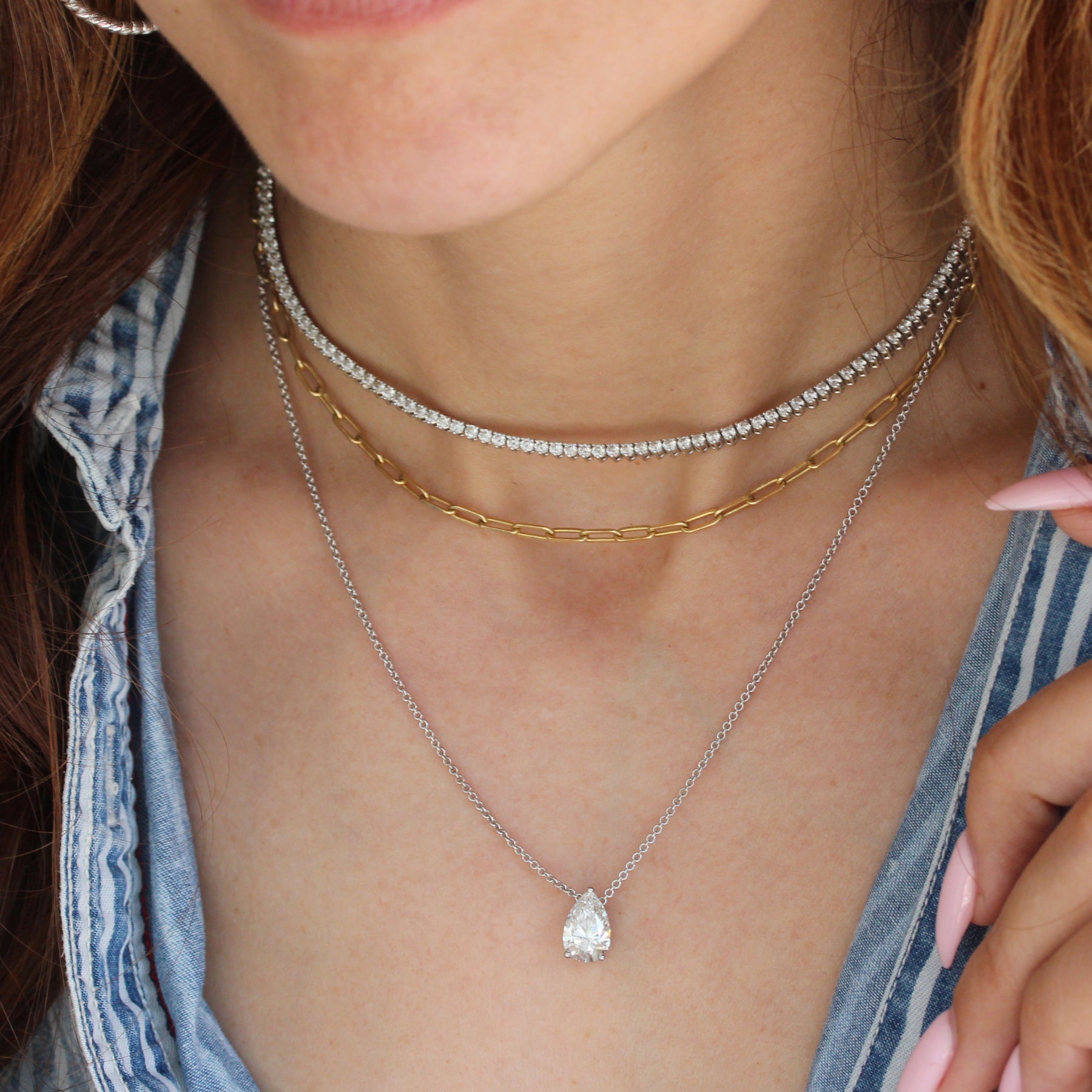 Pear Prong Setting Solitaire Necklace