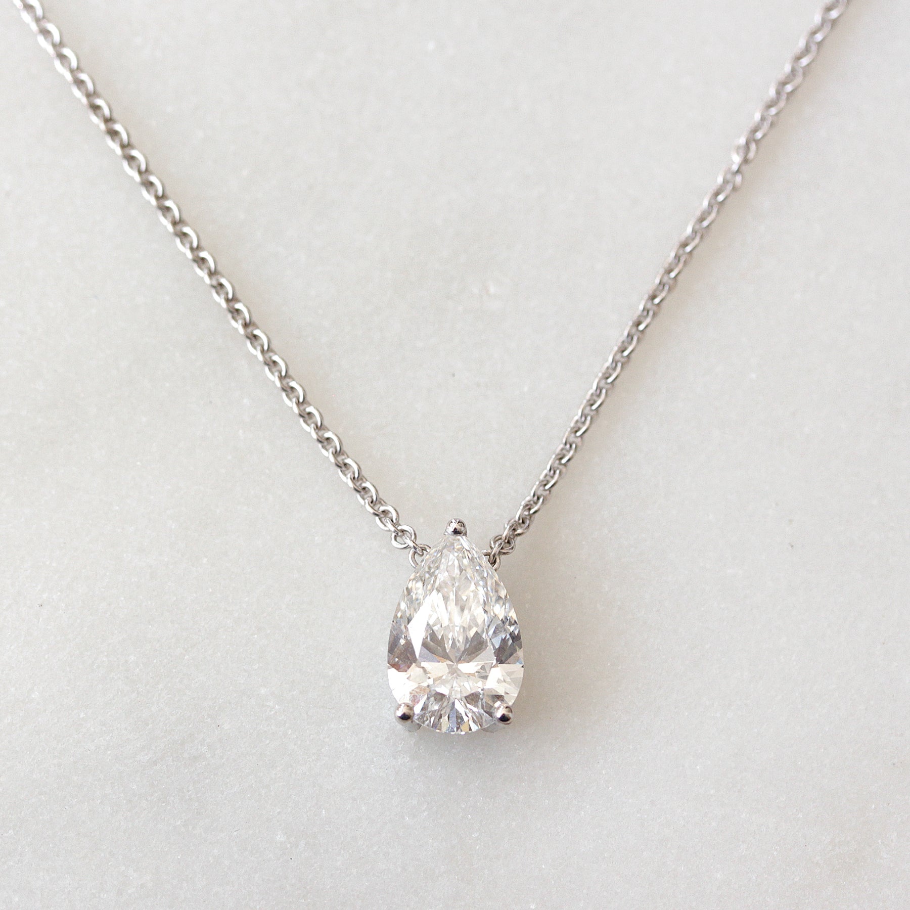 Pear Prong Setting Solitaire Necklace