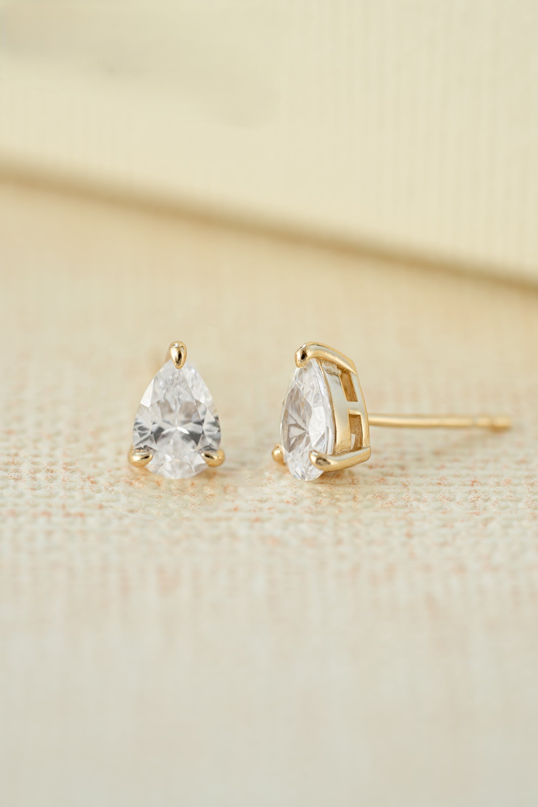 Pear Solitaire Stud Earrings