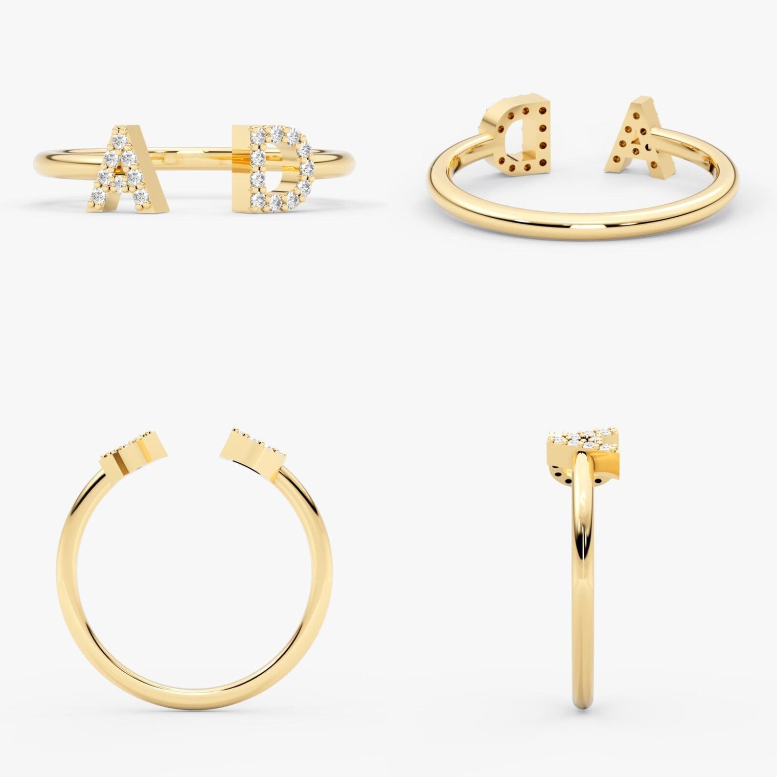 Personalized Diamond Initial Ring