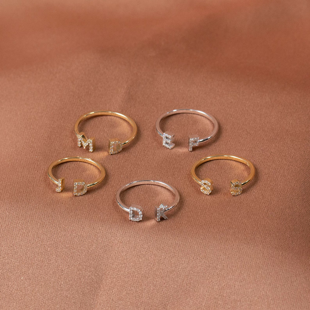 Personalized Diamond Initial Ring