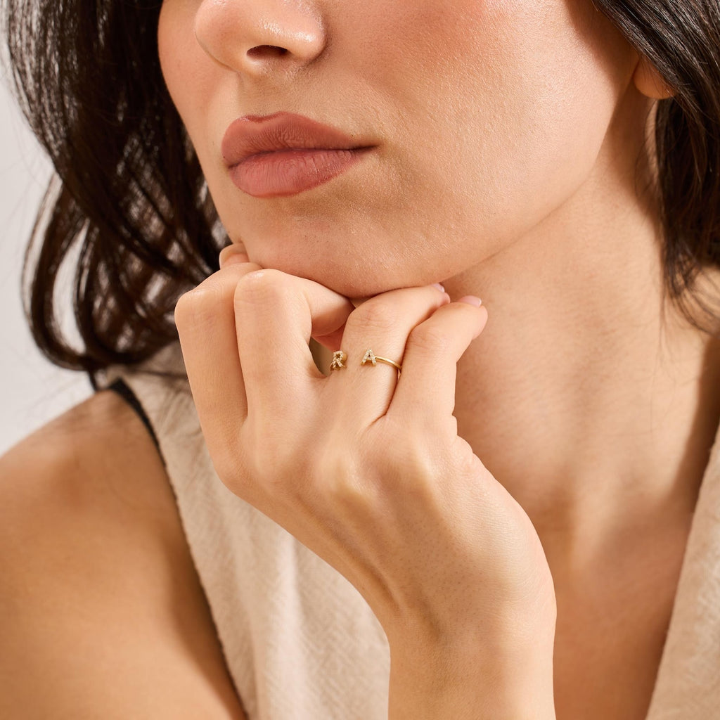 Personalized Diamond Initial Ring