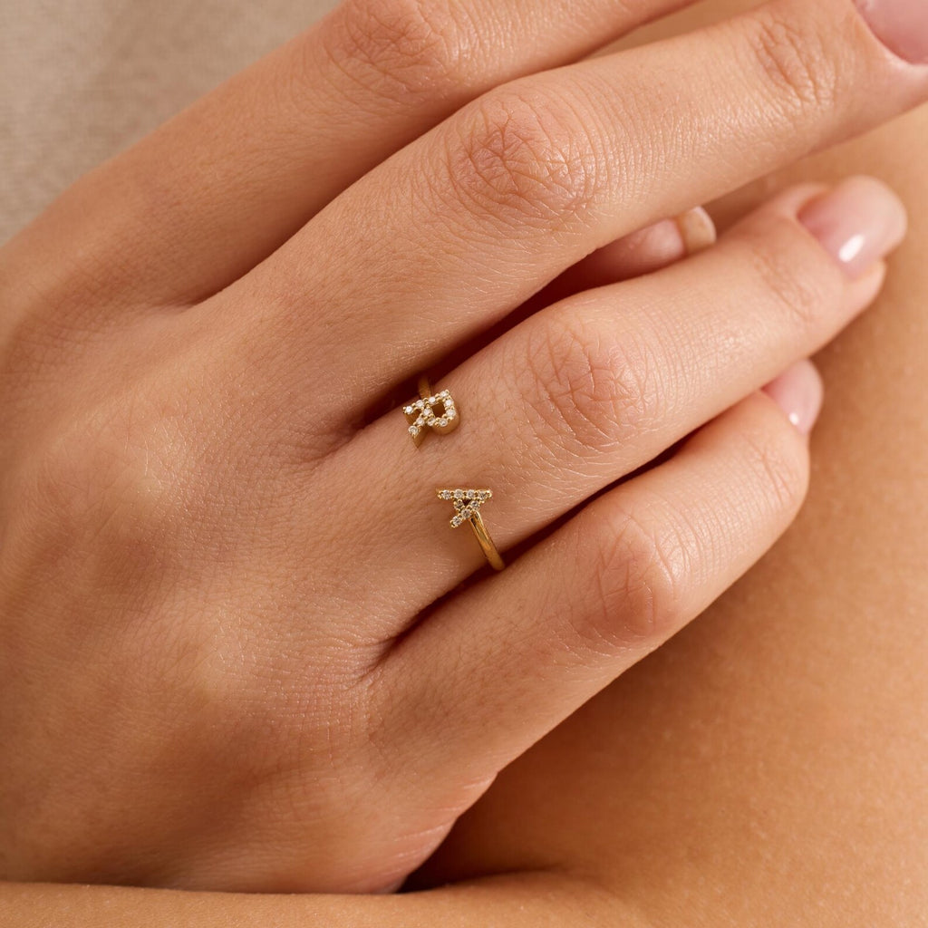 Personalized Diamond Initial Ring