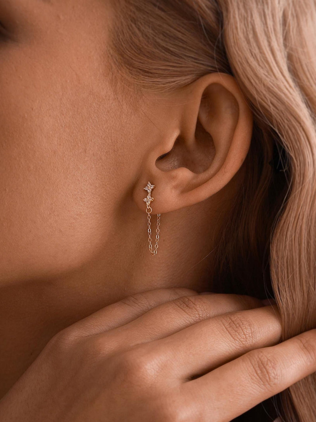 Petite Floral Chain Studs