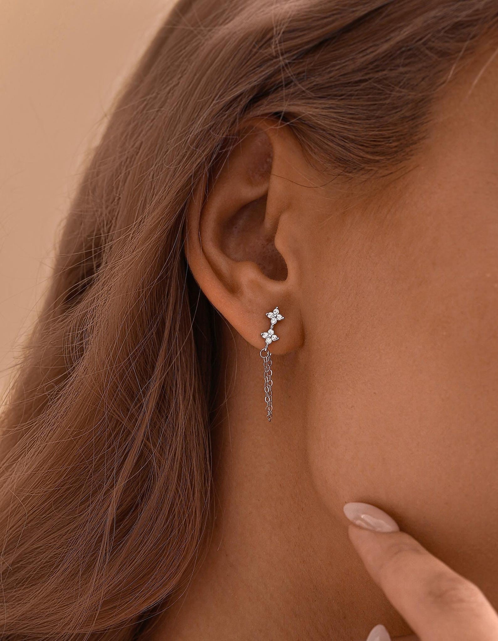 Petite Floral Chain Studs