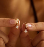 Petite Diamond Floral Huggie Earrings