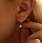 Petite Diamond Floral Huggie Earrings