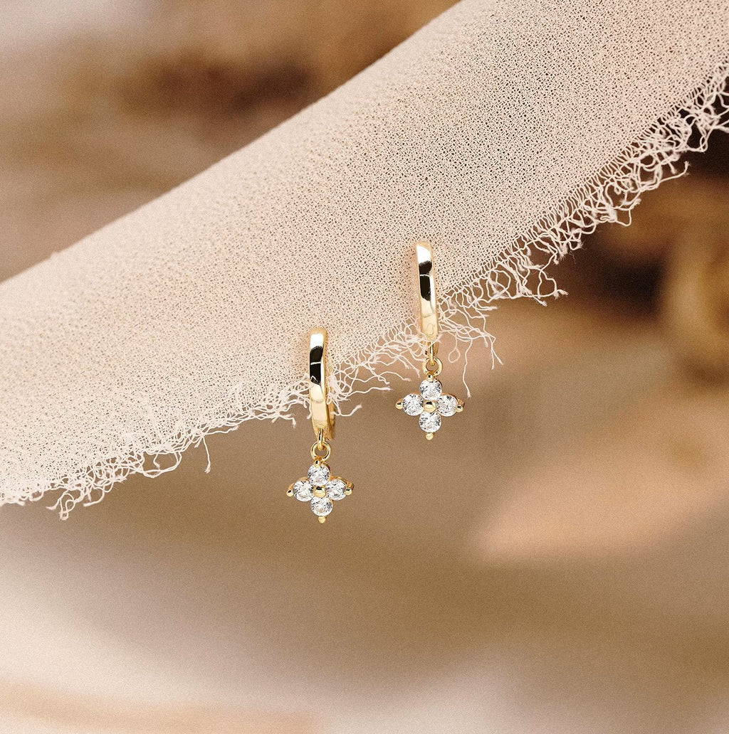 Petite Diamond Floral Huggie Earrings