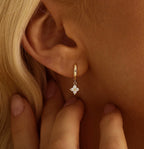 Petite Diamond Floral Huggie Earrings