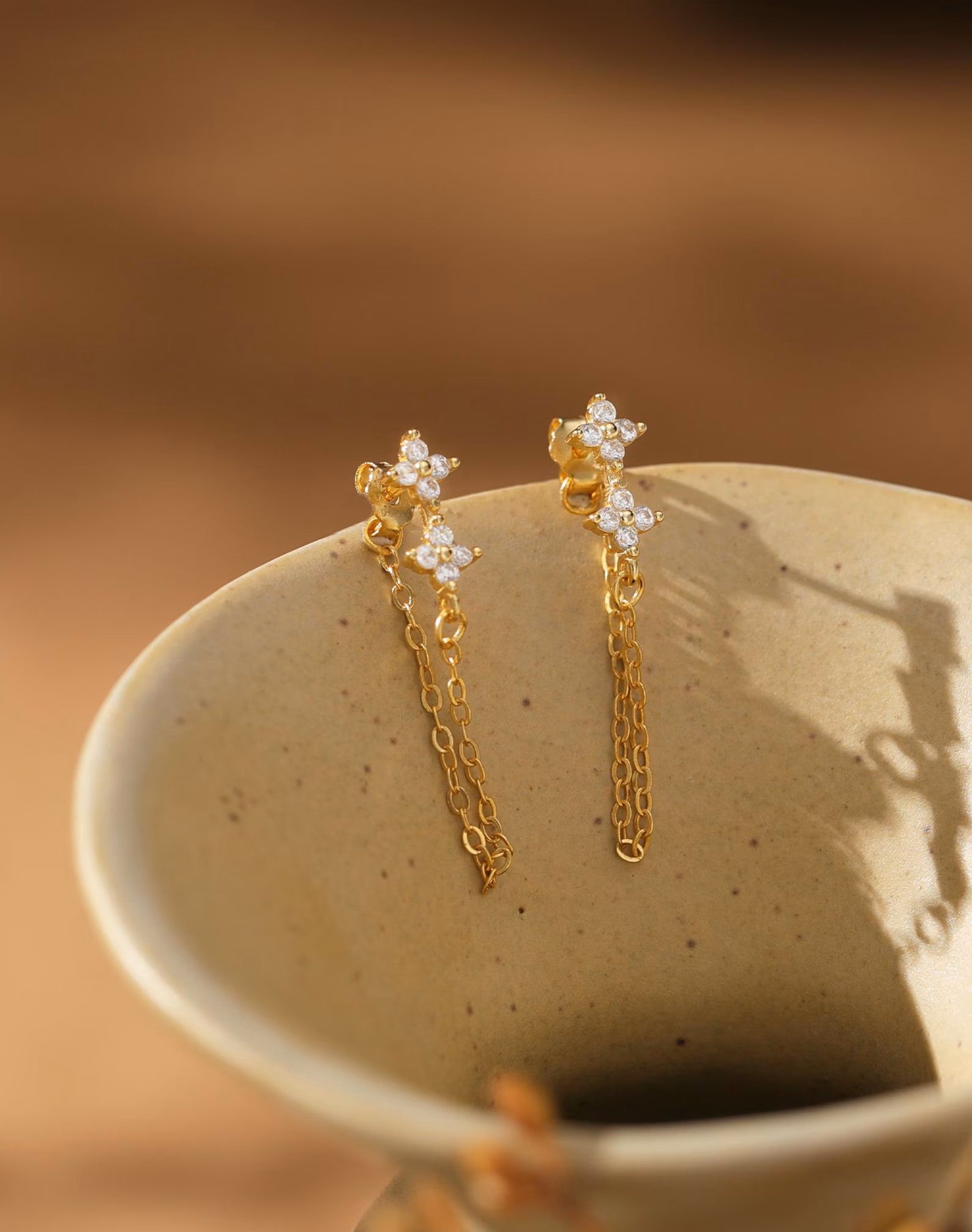 Petite Floral Chain Studs