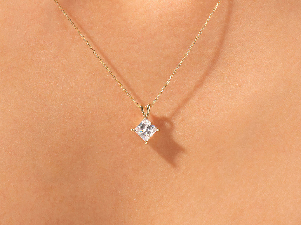 Princess Cut Solitaire Necklace