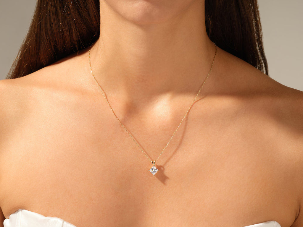 Princess Cut Solitaire Necklace