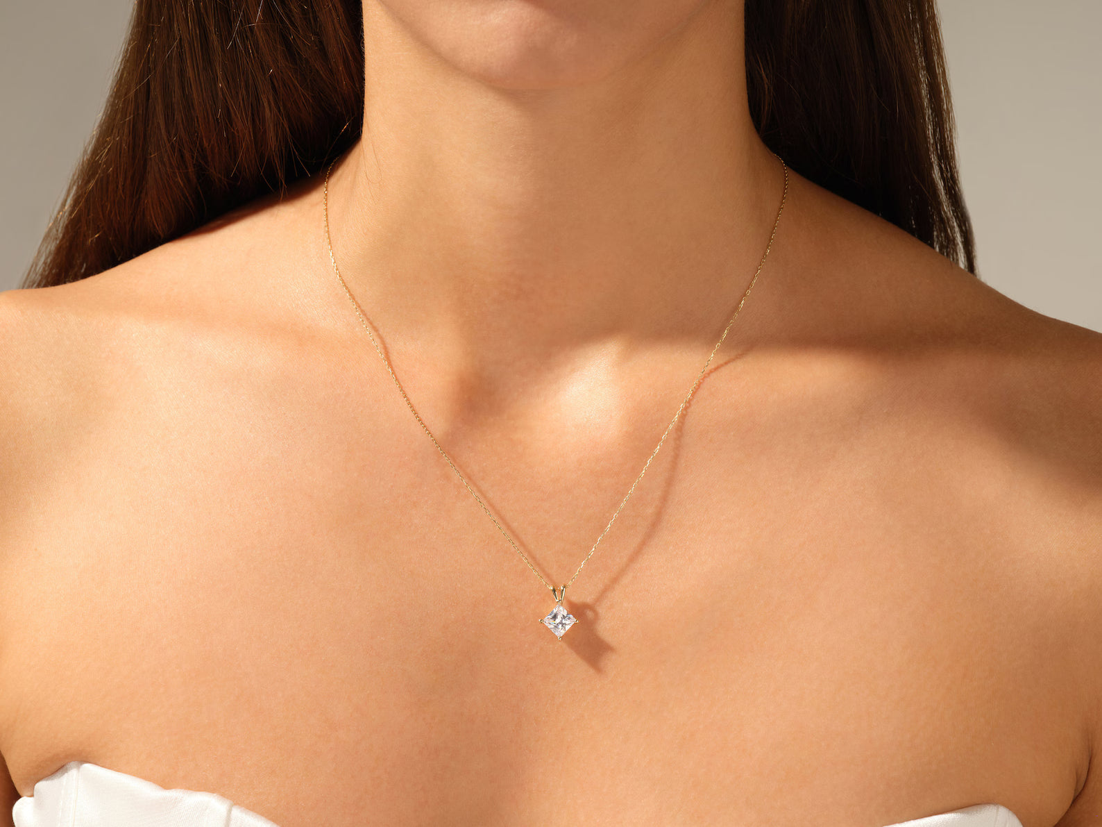 Princess Cut Solitaire Necklace