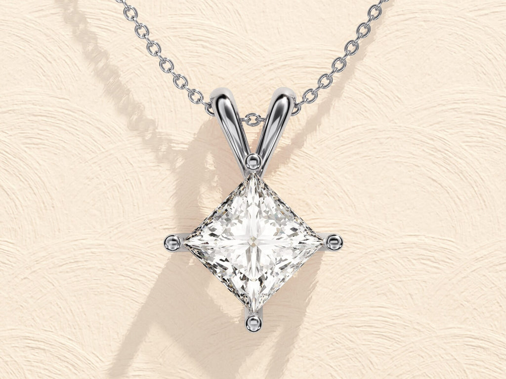 Princess Cut Solitaire Necklace