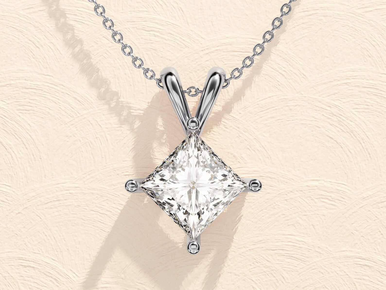Princess Cut Solitaire Necklace
