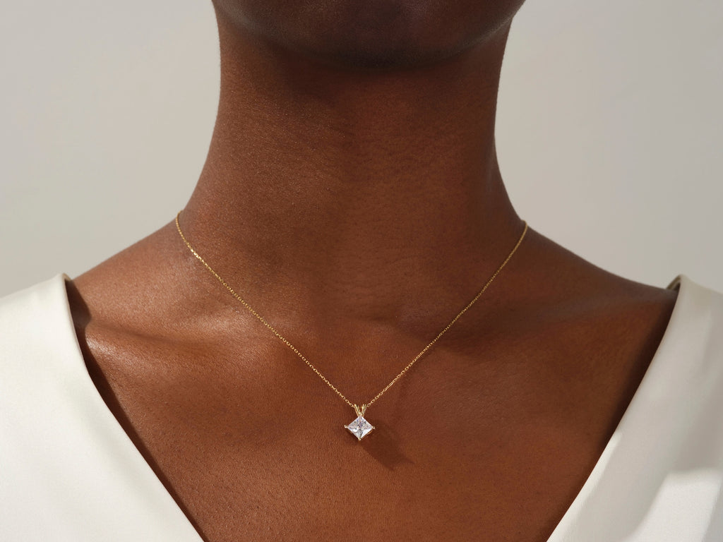 Princess Cut Solitaire Necklace