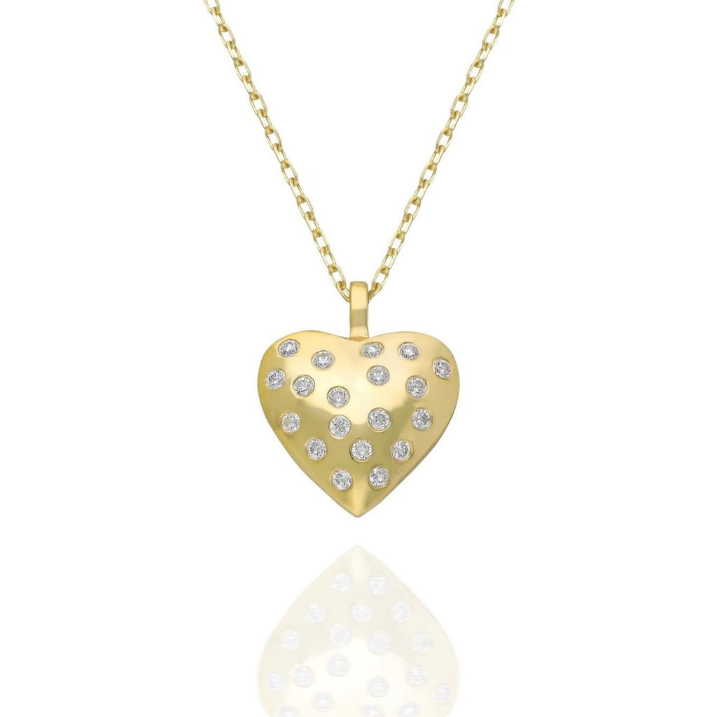 Puffed Heart Diamond Necklace