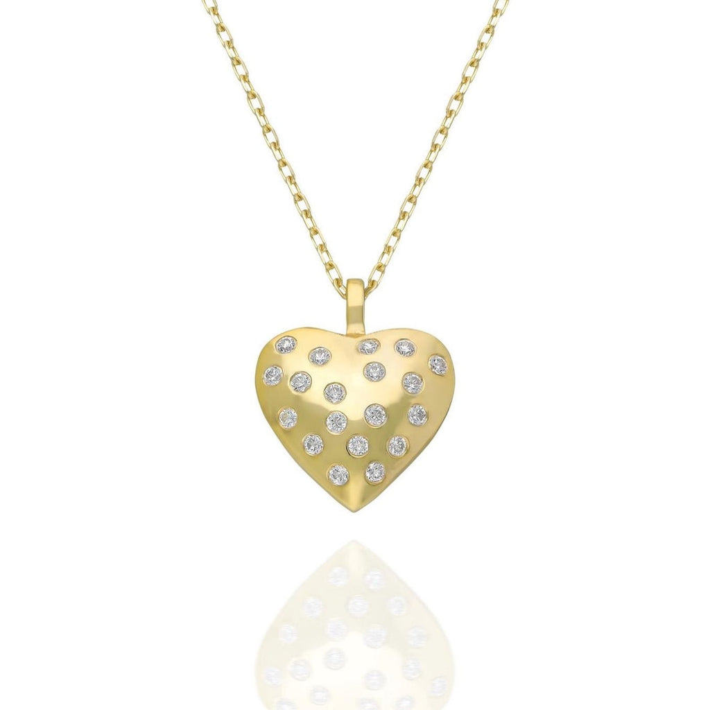 Puffy Heart Studded Necklace