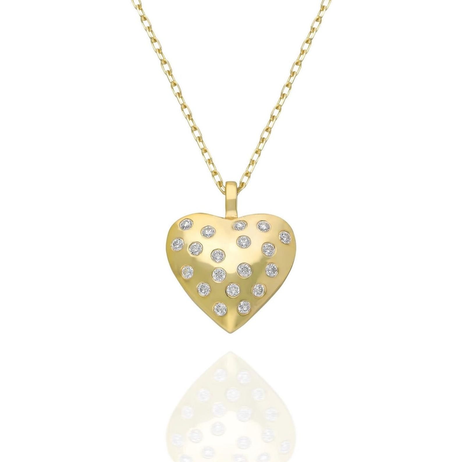 Puffy Heart Studded Necklace