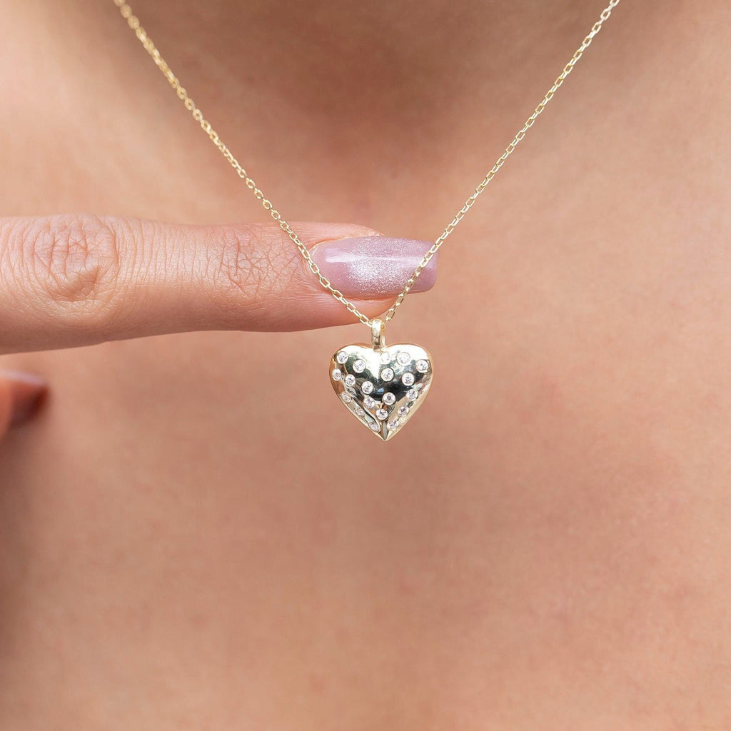 Puffy Heart Studded Necklace
