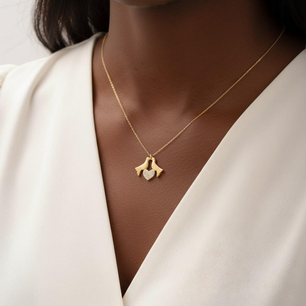 Romantic Dove Heart Necklace