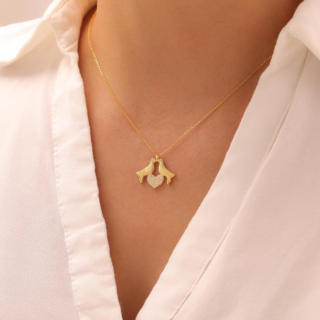 Romantic Dove Heart Necklace